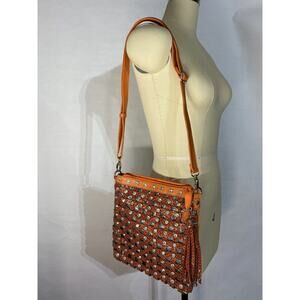 Orange Rhinestone Tassel G.G...ing Shoulder Bag Purse Handbag Medium